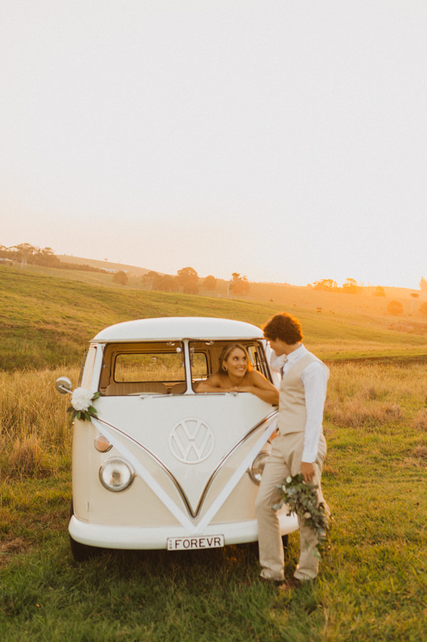 Volkswagen Sunset Bride and Groom