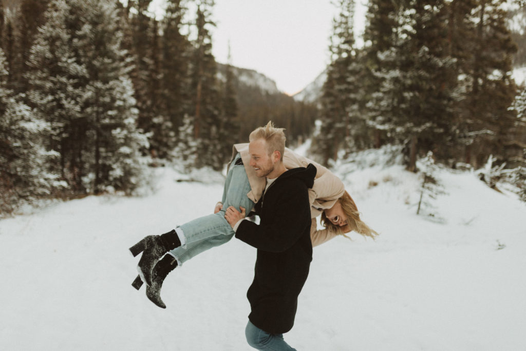 fun and creative couple photo shoot in Canmore