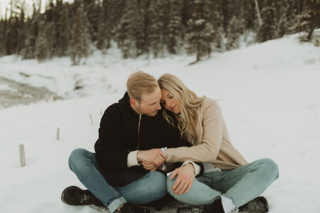 winter couple's photography in Canmore