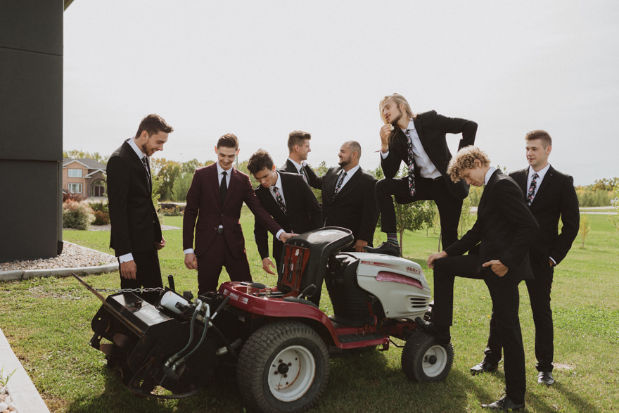 groomsmen getting ready and being goofy 