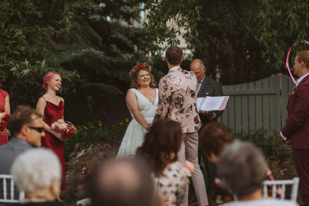 colourful, chic backyard wedding