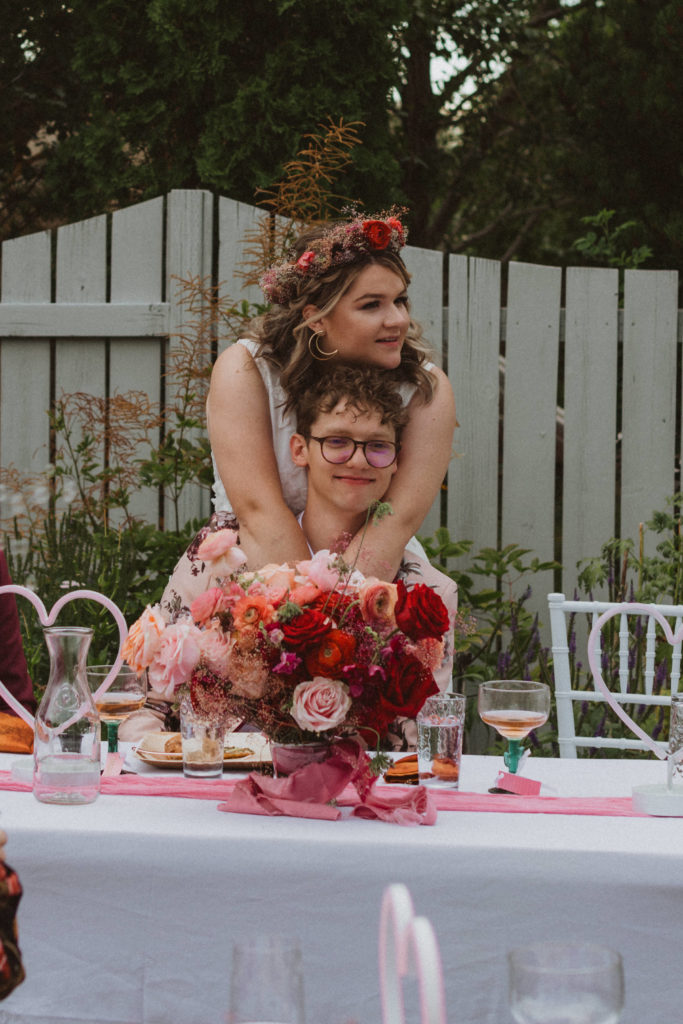 colourful backyard wedding reception
