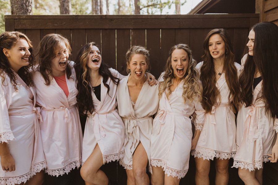 This bride got ready with all her best gal friends on her elopement day. Discover Ways to Include Your Friends & Family at Your Elopement.