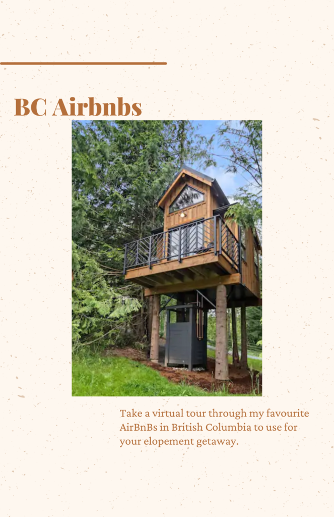 treehouse in British Columbia you can rent on Airbnb that would be perfect for an elopement