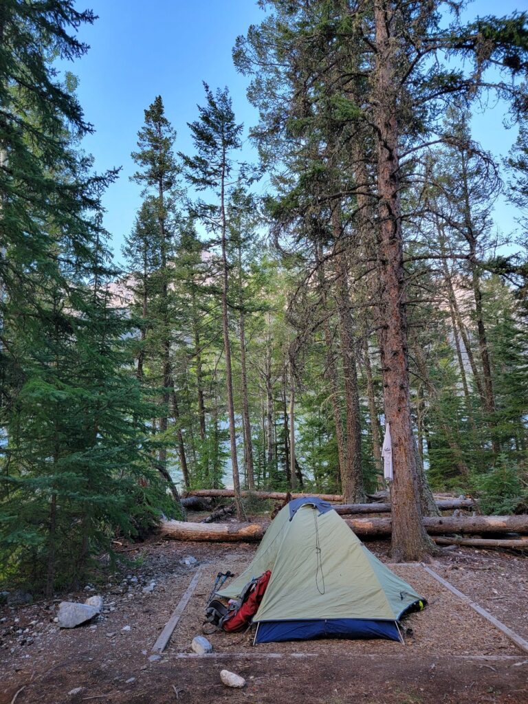 tent at a backcountry campground in Banff National Park