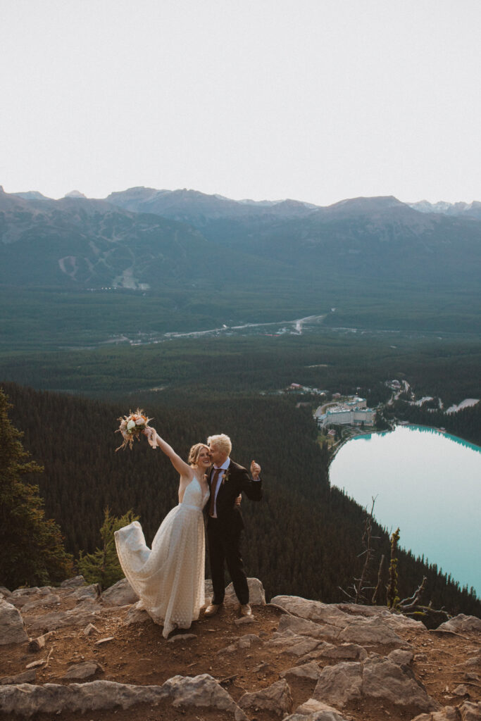 couple elopes privately in Banff and announces it to their friends and family after