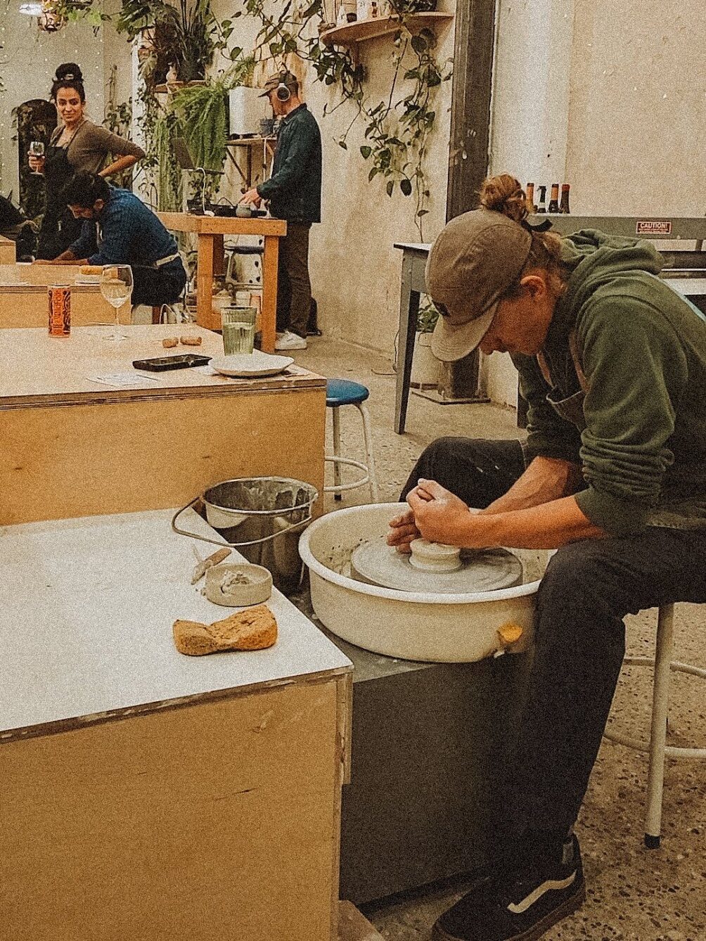couple go on a unique and creative date in Calgary to workshop studios to make pottery together