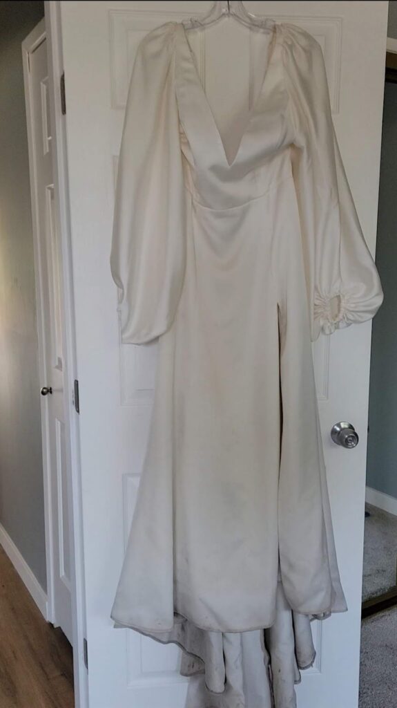 cleaning my wedding dress at home - before picture
