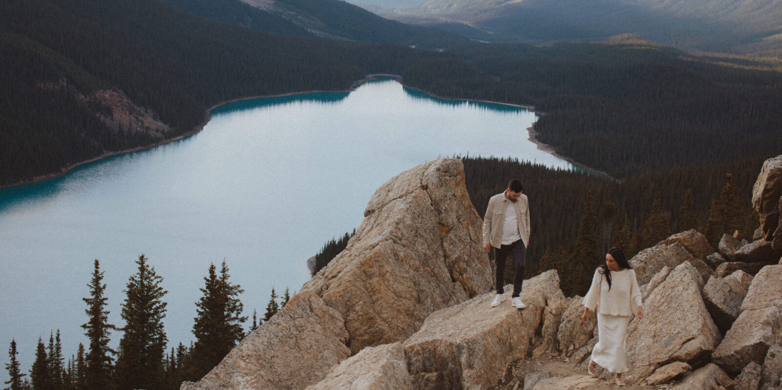 Sunset Engagement Photos at Peyto Lake | Storm + Marcus